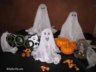 click image to learn how to make these ghosts made with cheesecloth