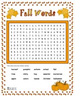 Fall theme wordsearch
