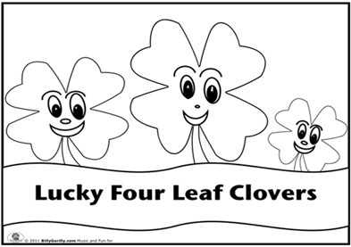 Click to download and print four leaf clover coloring page