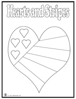 Click image to download and print coloring page - Hearts and Stripes