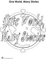 One World Many Stories coloring page