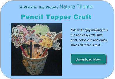 Nature Themed Pencil Topper craft for Kids. Click Image to Get pdf file now. 