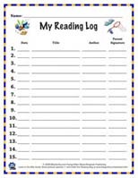 Click to download reading log