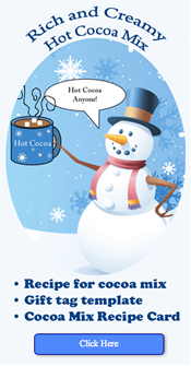 Click image to download and print Billy Gorilly's HOt cocoa recipe and gift tags -free-