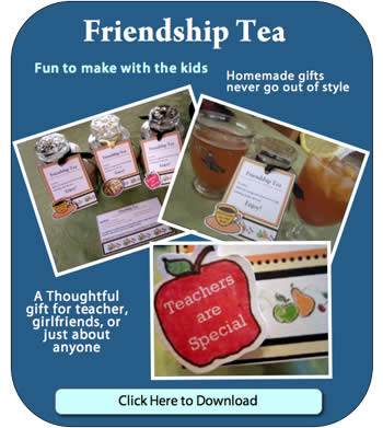 Click Image to download and print Friendship Tea Recipe and Gift tag template. .pdf file format