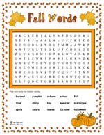 Fall theme wordsearch
