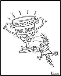 Click to download  coloring page - parrot with tropy