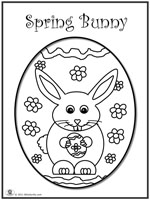 Click image to download and print coloring page of bunny on easter egg