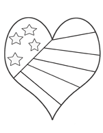 Click to download and print stars and stripes heart coloring page