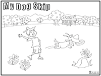 Click to download coloring page of boy and his dog