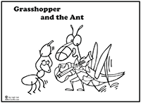 Click to download Grasshopper and the Ant coloring page